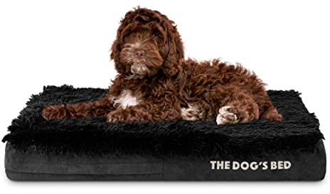 The Dog’s Bed – Orthopaedic Memory Foam Mattress Bed, Black Faux Fur, Medium, 10cm