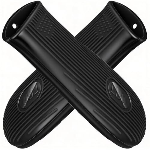 Gusseisen-Griffabdeckung, 2 Stück, extra dickes Silikon, hitzebeständig, Topflappen, Hülse aus Gusseisen, Bratpfanne, Griff für Pfannen, Bratpfannen über 26,7 cm – [verbesserte lange Version]