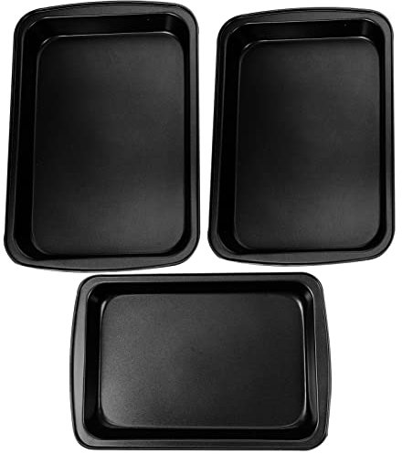 Kichvoe 3pièces Plaques à Pizza Rectangulaires Acier Au Antiadhésif Accessoires De Cuisine Pour Gâteaux Pizzas Et Desserts