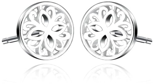 Bellitia Jewelry 925 Sterling Silver Bauhinia Orchid Flower Stud Earrings, Hypoallergenic Stud Earring Ear Studs for Women Girls Ladies
