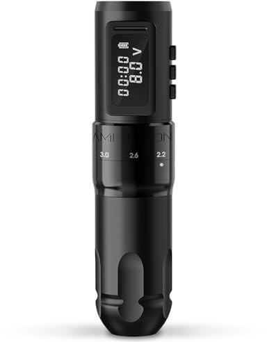 Ambition MARS-U Macchinetta per tatuaggi wireless con corsa regolabile - Penna per macchinetta per tatuaggi a cartuccia rotante con motore coreless da 1800 mAh Display LED digitale per tatuatore