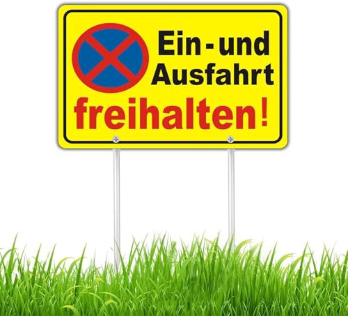 Felexdo Einfahrt Freihalten Schild mit Pfosten,30x20cm Parken Verboten Schild Metall Aluminium Ausfahrt Freihalten mit 30cm Aluminium legierung Pfosten