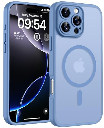 TOCOL for iPhone 16 Pro Max Case, Compatible with MagSafe, Blue | Full Camera Protection, Built-in Magnets, 15FT Military-Grade Shockproof Thin Slim Translucent Matte Phone Cover
