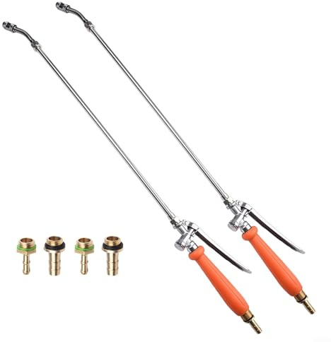 Besttoolifes Metall-Sprühstab, Gartenbewässerungslanze, Ganzmetall, 73,7 cm, mit 2 Messing-Stachelsprühern, Ersatz (2 Set)