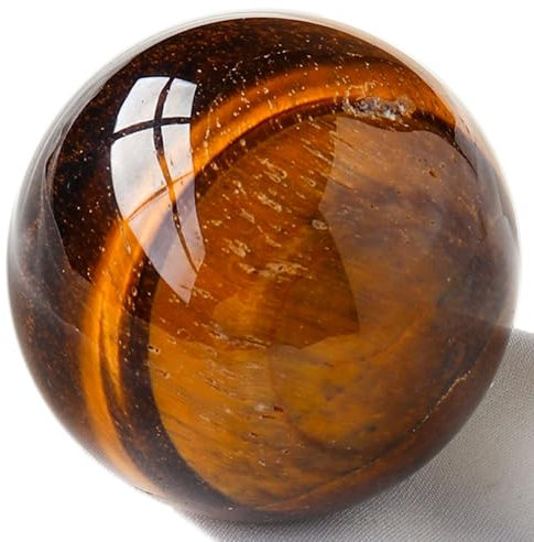 SUPBEI Natural Crystal Ball 1.6(4 cm) Esfera de Piedra Preciosa Pulida Esfera Decorativa de Bola de adivinación con Soporte de Madera Bola de Cristales curativos Healing Stone,Tiger Eye