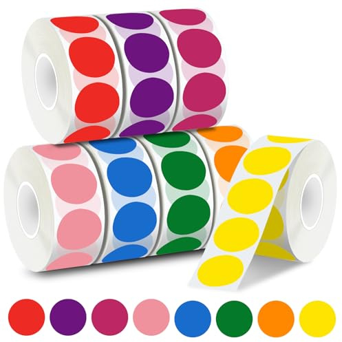 QINGHEC 4000 Stück Klebepunkte Bunt, 25mm Runde Aufkleber, Markierungspunkte Selbstklebend, Farbige Klebepunkte, Glue Dots, Runde Aufkleber für Büro Zuhause Schule-8 Farben
