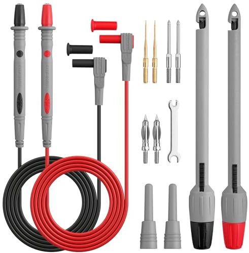 ALLmeter High-Temp Resistant Automotive Wire Piercing Probe Kit - 4mm Banana Plug Test Leads with Replaceable Gold Tips for Multimeters, Industrial & Car Diagnostics