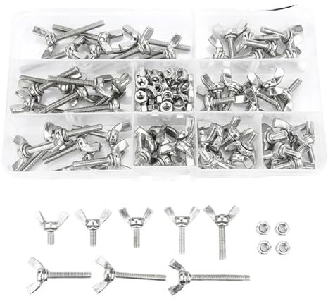GSCLZ Jeu de boulons à Oreilles, vis Papillon avec écrou, Kit de vis à tête Papillon en Acier Inoxydable M5
