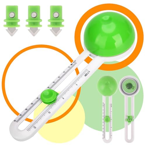 Qaestuan Kreisschneider, mit 3 Ersatzklingen, 2-20cm Verstellbarer Kreisförmiger Papierschneider, Kreis Papierschneider Tragbar, Rotary Kreisschneider, für Kunst und Diy-Handwerk