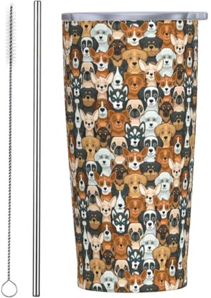 Taza Termica Acero Inoxidable 20Oz, Perro Taza De Viaje Niños Taza Térmica De Café Personalizada Acero Inox Vaso Termico, Para Café, Agua Y Té