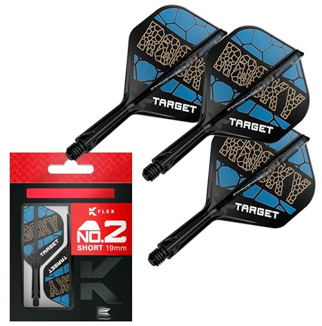 Target Darts Josh Rock K Flex Flights und Schaft System, No.2 | 3er-Pack Kflex All In One Flights, Player Edition Darts Zubehör | K-Flex Dartschaft Short/Intermediate/Medium