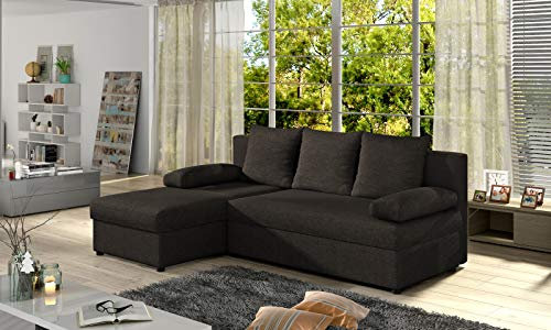 Modern L-formad hörnbäddsoffa i ljusbrun multifunktionell soffa med förvaring och utdragbar säng