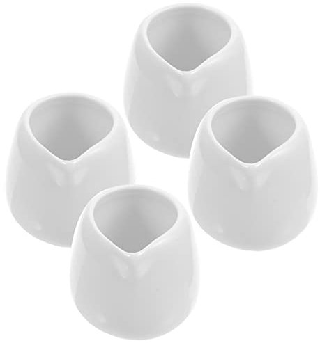 BRIGHTFUFU 4pcs White Ceramic Gravy Boats and Sauce Cups Mini Milk Pitchers for Serving Sauces and Gravies Table Use