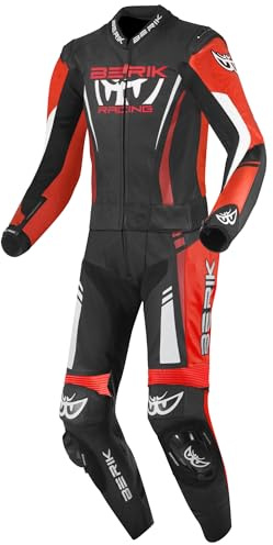 Berik Absolute GP2 Tvådelad motorcykel läder kostym, schwarz/neon-rot/weiß, 48