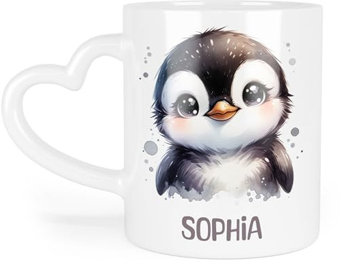 Kiddle-Design Kindertasse mit Namen Personalisiert, Personalisierte Tasse Kinder mit Waschbär, Namenstasse Waschbärtasse, Kinderbecher als Geschenk zur Taufe, Geburt Weihnachten - Emaille Tasse