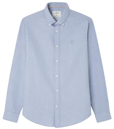 Springfield Camisa Oxford Tencel Melange con Melocotón, Azul, M