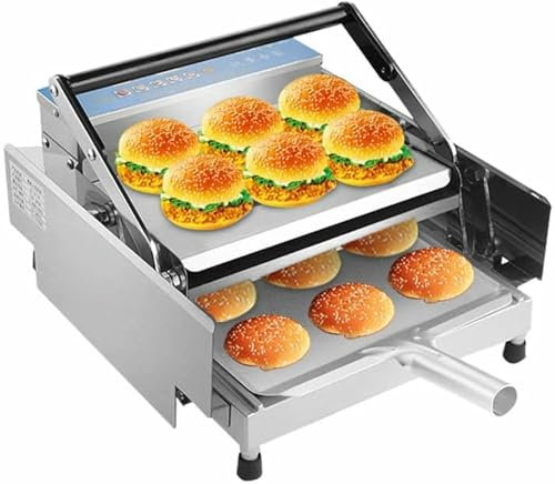 CNPRAZ Commercial Electric Machine For Hamburgers, Hamburgers To Taster For Double Layer Baking Of 800 W, Machine For Hamburgers, Bread Machine With Automatic Heating Bread