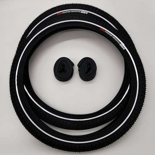 2X SRI-45A Reifen DSI 20 Zoll 20x1.95 | ETRTO 50-406 | + AV-Schlauch | 1mm Pannenschutz & Reflexstreifen Decke Mantel Kinder Fahrrad Anhänger Schläuche Autoventil Schrader Fahrradreifen