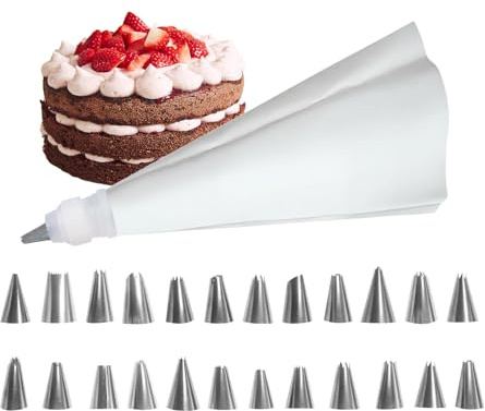 ALLY-MAGIC Spritzbeutel,Spritzbeutel mit Tüllen,Torten Zubehör mit Spritztüllen Edelstahl,Wiederverwendbar Silikon für Cupcakes,Torten Dekorieren,Kuchen E23-DGBHZ