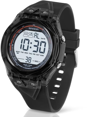 Relojes para Hombre Relojes Digitales Deportivos Relojes Militares Resistentes al Agua con Alarma/Cuenta Atrás/Cronómetro/Luz/Sonería Horaria/Reloj de Pulsera Militar Multifuncional (Negro Blanco)