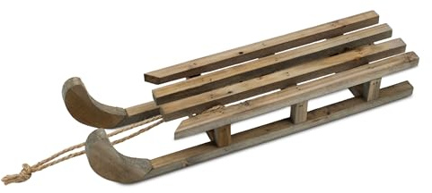 Spetebo Dekoschlitten aus Holz Natur mit Seil - 46 x 12 cm - Deko Holzschlitten mit Naturkordel zum Basteln und Dekorieren - Miniatur Deko Schlitten für Weihnachten Advent Winter Tischdeko