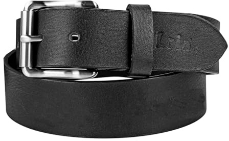 Lois - Cinturón De Cuero Para Hombre Con Hebilla Automática Ajustable, Cinturón De Piel De Vacuno Genuino Negro, Estilo Formal y Casual.