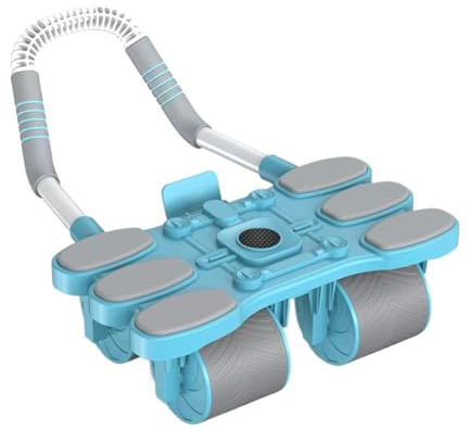Bauchtrainer | Bauchroller mit 4 Rollen und automatischem Rückprall, Knieschoner und Ellbogenstützen, für Training zu Hause, Fitnessstudio, Reisen