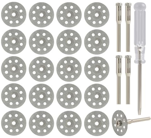 20 dischi da taglio diamantati (22 mm) per utensili rotanti, mini lame con 4 punte da 3 mm, accessori per disco da taglio diamantato, per vetro, pietra, piastrelle, marmo, mattoni