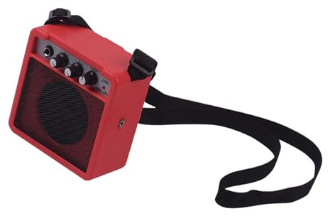 Walfront 5W Tragbarer Mini -Gitarrenverstärker, Leichtes Gewicht, Overdrive -Funktionalität, Kopfhörerbuchse, für den Reisenden Gitarristen, 5 X 2, 4 X 4, 9in (Rot)