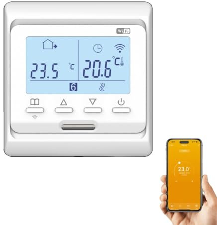 Termostato inteligente WiFi, para aplicación Tuya programable, controlador de temperatura de calefacción por suelo, termostato inteligente digital compatible con Alexa Voice (Electric16A)