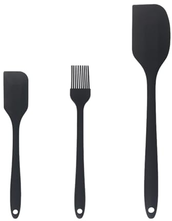 3Pcs Espátula De Aceite Pincel, Pastel De Espátula, Hornear Utensilios De Cocina, Cocina De Desprestigio, Herramientas, Hogar De Hornear Set (Negro).