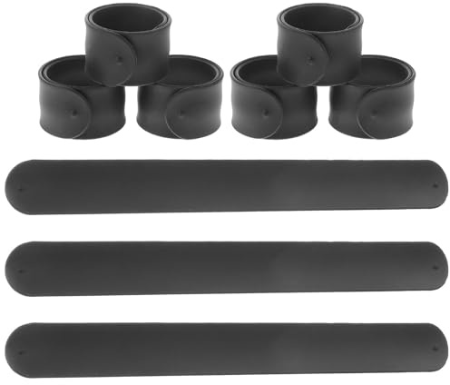 Alasum 12 Pezzi Braccialetti Slap in Silicone Nero, Bracciali Comodi e DIY per Feste e Bomboniere, Accessori Decorativi per Bambini e Ragazzi