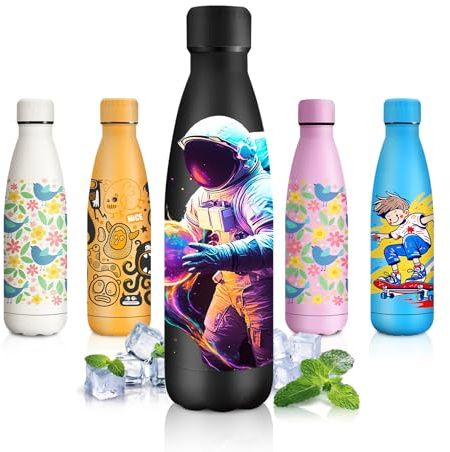 JAPORIA Bouteille Isotherme 500ml, Isolant sous Vide à Double Paroi, Gourde Personnalisée, Gourde Inox pour Camping, Fille, Travail, Voyage, Randonnée