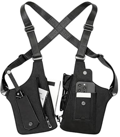 Schultertasche Herren, Schulterholster, Vertikales Pistolenholster, Verdeckte Waffenholster, Leder Anti-Diebstahl Schulterholster, Verstellbare Achselholster Tasche mit Doppelfächern