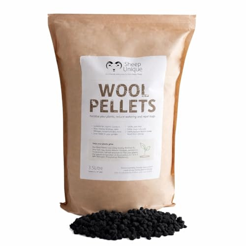 Wool Pellets – Slow-Release Fertiliser and Water Retention – Repels Slugs and Snails – Natural British Sheep Wool Pellets – Nutrient-Rich Suitable for Organic Gardens (Black)