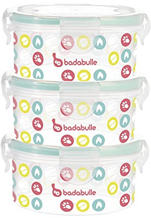Badabulle MaxiBox Aufbewahrungsbehälter - 300ml, 3er-Set, hermetischer Deckel mit 4 Verschlüssen