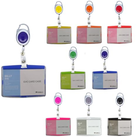 Schmalz® 10 STÜCK Ausweishülle BILLY aus Hartplastik Ausweis Jojo ausziehbar Kartenhalter Namensschild Ausweishalter (blau)
