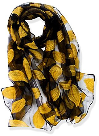 YFZYT Organza-Schal für Damen mit Feder Stickerei Muster/Elegantes Accessoire für Frauen/Organza-Schal/Halstuch/Schulter-Tuch/Schal Chiffon Stola Scarves