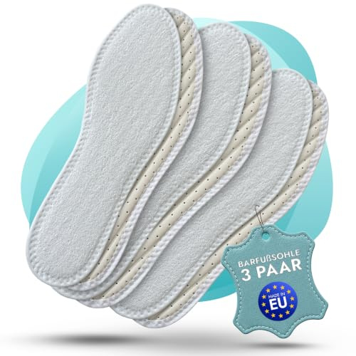 Lenzen 3 paires de semelles pieds nus en tissu éponge I Semelles intérieures