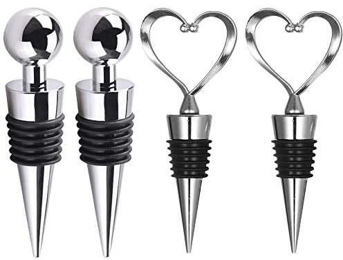 4 Pieces Bottle Stopper Wine, Reusable Bottle Stopper Wine, Champagne Wine Bottle Stopper, Wine Collection Saver Sealer, for Bar, Holiday Party, Wedding, Gift Accessories Gadget