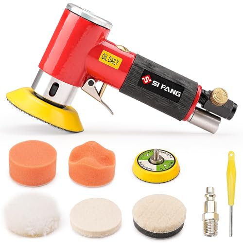 Updated 2inch 3inch Mini Air Sander Mini Orbital Air Sander Air Dual Action Sander Air Polisher Kit for Auto Body Work (Red 2''3''air sander)