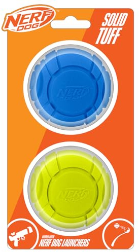 NERF Dog Sonic Ball Hundespielzeug, leicht, langlebig und wasserabweisend, 6,4 cm, für kleine/mittelgroße/große Rassen, Grün und Orange, 2 Stück