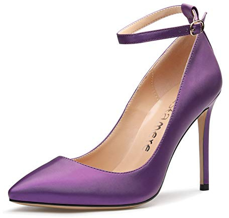 Castamere Scarpe col Tacco Donna Cinturino alla Caviglia Tacco a Spillo 10CM Raso Viola Scarpe EU 35