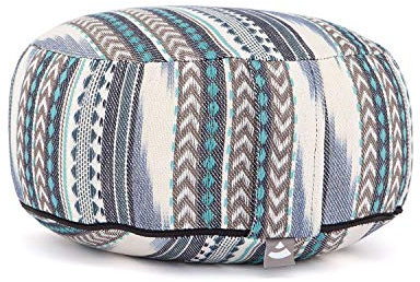 Bodhi Ethno Collection Rondo - Cojín de meditación, Negro-Blanco-Azul Estampado