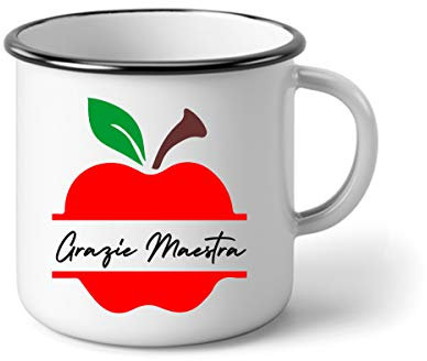 bubbleshirt Tazza in Alluminio Maestra Grazie Maestra - Idea Regalo fine Anno scolatisco