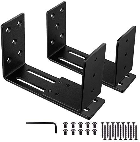 Adjustable Barricade Brackets (2pcs) - Drop Open Bar Holder for Security Door Reinforcement Steel U Bracket for Outswing and Inswing Doors or Gates