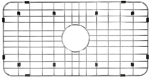 Alonsoo Kitchen Sink Grid and Sink Protectors, 25-1/8 x 12-7/8 Stainless Steel Sink Grate Sink Grids for Bottom of Kitchen Sink Centered Drain with Corner Radius1-1/2, Stainless Steel