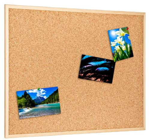 Pinnwand Memoboard aus Kork mit Holzrahmen | XXL Pinnwand | 90 cm x 60 cm | Memo Board Kork | Präsentationstafel