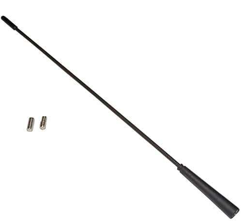 AUTOZOCO Varilla de Antena para Autoradio, Universal para Coche, Longitud 40 cm, Con Tornillos M5 y M6, Negro