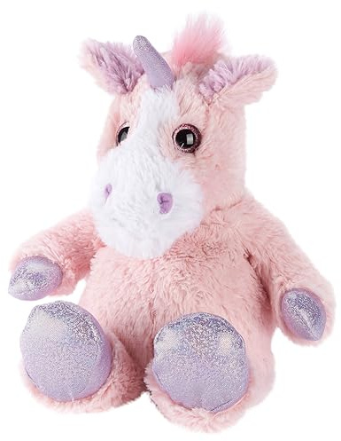 Warmies Plüsch Irideszentes Pinkes Einhorn Mikrowellen-Wärmekissen, beschwertes Plüschtier leicht duftend mit französischem Lavendel, Warmies Mikrowellen-Heizkissen